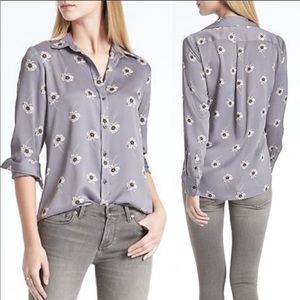 NWT Banana republic Dillon top XS gray w. flowers!